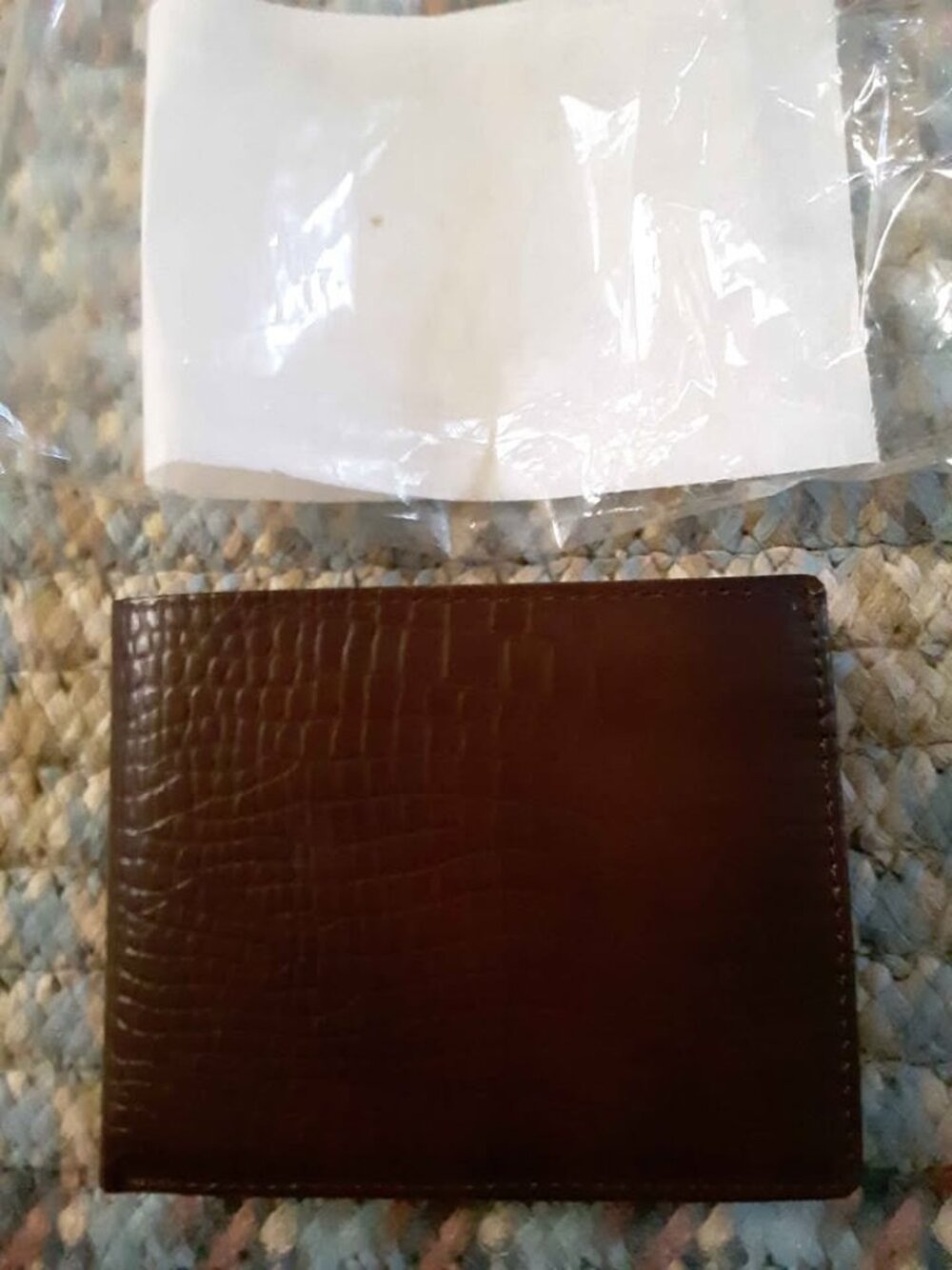 Vtg Brown Alligator Print Genuine Pearl Leather Wallet Gloversville NY